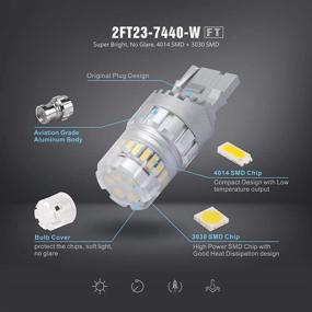 img 1 attached to 🔦 SIRIUSLED - FT- 7440 LED Backup Reverse Light Bulb Super Bright High Power Single Filament with Air Vent Design 3030+4014 SMD White 6500K - Pack of 2