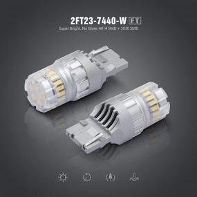 img 3 attached to 🔦 SIRIUSLED - FT- 7440 LED Backup Reverse Light Bulb Super Bright High Power Single Filament with Air Vent Design 3030+4014 SMD White 6500K - Pack of 2