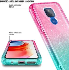 img 2 attached to NZND Motorola Moto G Play 2021 Case with Built-in Screen Protector - Full-Body Protection, Shockproof Rugged Bumper Cover, Glitter Pink/Aqua, Impact-Resistant Design