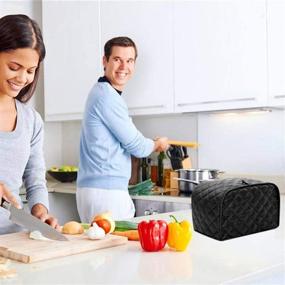 img 1 attached to KINMAD Polyester Fabric Quilted Four Slice Bread Toaster Cover - Dust & Fingerprint Protection, Best Gift for Mom, Black