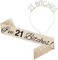 bitches sash rhinestone headband set logo