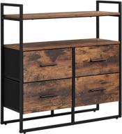 🚀 songmics wide dresser with 2 shelves and 4 drawers: industrial storage tower for bedroom - rustic brown and black ulgs134b01 логотип