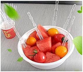 img 2 attached to 🍽️ 300 Pcs Set of Disposable Plastic Fruit Forks for Bistro, Cocktail, Tasting, and Appetizers - Mini Cake Forks - Fruit-Fork (Plastic)