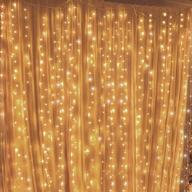 twinkle star 300 led window curtain string light: perfect decoration for wedding party, home garden, bedroom - ideal for indoor and outdoor walls - warm white glow logo