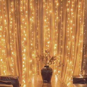 img 1 attached to Twinkle Star 300 LED Window Curtain String Light: Perfect Decoration for Wedding Party, Home Garden, Bedroom - Ideal for Indoor and Outdoor Walls - Warm White Glow