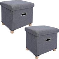 🪑 redcamp small ottoman cube with storage and legs, 15x15x15 inch thicker foldable foot rest set of 2, ideal for bedroom, dorm, living room, easy assembly, grey linen logo