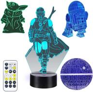 🌟 star wars 3d illusion lamp for kids - 4 patterns night light with timing remote control, 16 color changing decor - perfect gift for boys, men, kids, and fans - star wars toys birthday and christmas gifts logo