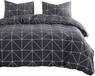 🛏️ wake in cloud - dark gray comforter set, 100% cotton fabric with soft microfiber fill bedding, grey with white geometric pattern printed (3pcs, queen size): luxurious and cozy bedding with striking grey and white design logo