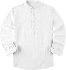 img 3 attached to PASLTER Casual Henley Lightweight Pockets Men's Clothing for Shirts
