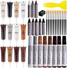 img 4 attached to 🔧 42-Piece Wood Repair Kit for Furniture - 12 Colors Wood Filler, 8 Colors Wood Repair Markers, Wax Sticks, and Sharpener - Scratch Cover, Surface Restore Set