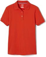 french toast girls' short sleeve interlock polo shirt with picot collar logo