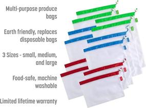 img 3 attached to 🛍️ Goodful 12 Pack Reusable Mesh Produce Bags - Washable, Breathable & See-Through with Colorful Drawstring Toggle Closures - Ideal for Grocery Shopping, Fruits, Vegetables - Multicolor