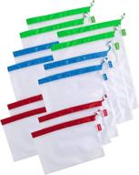 🛍️ goodful 12 pack reusable mesh produce bags - washable, breathable & see-through with colorful drawstring toggle closures - ideal for grocery shopping, fruits, vegetables - multicolor логотип