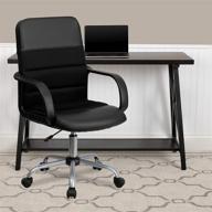 🪑 optimized search: flash furniture mid-back black leathersoft and mesh swivel task office chair with armrests logo