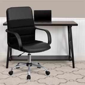 img 4 attached to 🪑 Optimized Search: Flash Furniture Mid-Back Black LeatherSoft and Mesh Swivel Task Office Chair with Armrests