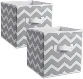img 4 attached to 📦 DII Large Chevron Collapsible Bin Set, Non-Woven Storage Collection, 13x13x13" Cube, Gray (2 Pieces)