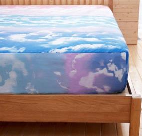 img 2 attached to Mengersi Lightweight Cloud Sky Fitted Sheet: Hotel Bed Sheet, Extra Soft & Deep Pocket (Full, Pink & SkyBlue)