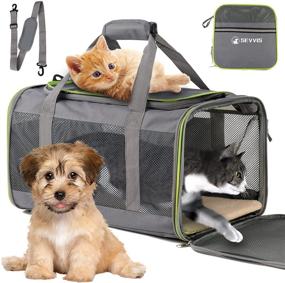 img 4 attached to 🐱 SEVVIS Cat Carriers: Soft Sided Bag for Large Cats 20 lbs+, Top Loading, Ideal for 2 Cats