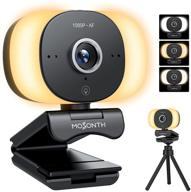 🎥 mosonth 60fps 1080p webcam with microphone and autofocus – computer camera with adjustable brightness, 3 light colors, built-in privacy cover, tripod – suitable for conferencing, teaching, and streaming logo