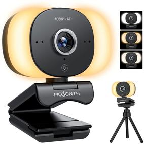 img 4 attached to 🎥 MOSONTH 60FPS 1080P Webcam with Microphone and Autofocus – Computer Camera with Adjustable Brightness, 3 Light Colors, Built-in Privacy Cover, Tripod – Suitable for Conferencing, Teaching, and Streaming