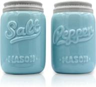 vintage blue farmhouse mason jar salt and pepper shaker set - rustic boho decor - blue salt and pepper set - shabby chic kitchen accessories - my fancy farmhouse (3 inches tall, small size, blue) логотип