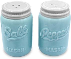 img 3 attached to Vintage Blue Farmhouse Mason Jar Salt and Pepper Shaker Set - Rustic Boho Decor - Blue Salt and Pepper Set - Shabby Chic Kitchen Accessories - My Fancy Farmhouse (3 Inches Tall, Small Size, Blue)