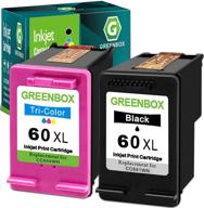 🖨️ greenbox remanufactured ink cartridge 60xl replacement for hp 60xl cc641wn cc644wn - compatible with hp photosmart c4680 d110 deskjet d2680 d1660 d2530 f2430 f4210 printer (1 black 1 tri-color) logo