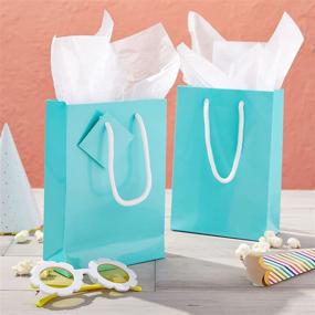 img 3 attached to 🎁 Pack of 20 Small Teal Party Favor Gift Bags with Handles and Tissue Paper (5.5 x 7.9 Inches)