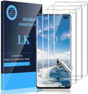 📱 3-pack lk защитная пленка для экрана samsung galaxy s10 plus/s10+: совместима с ультразвуковым датчиком отпечатка пальца, гибкая прозрачная пленка hd, подходит для чехлов логотип