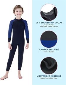 img 2 attached to 👧 Kids Neoprene Thermal Swimsuit, Dark Lightning 3/2mm, Suitable for Boys and Girls, Toddler/Junior/Youth One Piece Wet Suits for Scuba Diving, Surfing, Kayaking, Paddle Boarding, and Skateboarding