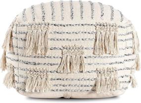 img 1 attached to Anji Mountain Square Pouf: 24x24x17 Ivory/Gray - Stylish and Versatile Footstool or Seat