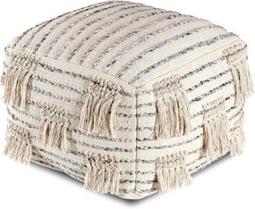 img 2 attached to Anji Mountain Square Pouf: 24x24x17 Ivory/Gray - Stylish and Versatile Footstool or Seat