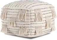 anji mountain square pouf: 24x24x17 ivory/gray - stylish and versatile footstool or seat logo