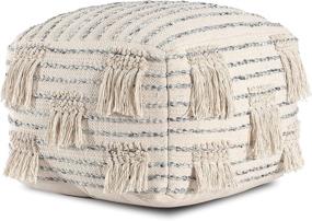 img 4 attached to Anji Mountain Square Pouf: 24x24x17 Ivory/Gray - Stylish and Versatile Footstool or Seat