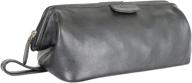 👜 carlucci elite leather men's toiletry bag - stylish large opening dopp kit in black or tan. durable zipper, genuine cowhide, waterproof bottom logo