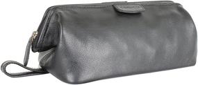 img 4 attached to 👜 Carlucci Elite Leather Men's Toiletry Bag - Stylish Large Opening Dopp Kit in Black or Tan. Durable Zipper, Genuine Cowhide, Waterproof Bottom