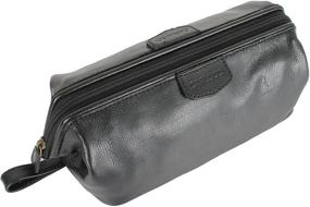 img 3 attached to 👜 Carlucci Elite Leather Men's Toiletry Bag - Stylish Large Opening Dopp Kit in Black or Tan. Durable Zipper, Genuine Cowhide, Waterproof Bottom