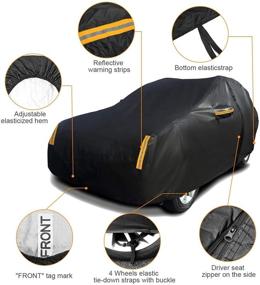 img 2 attached to 🚗 Waterproof SUV Car Cover All Weather Protection Windproof Outdoor Full Cover Scratch Resistant with Reflective Strips - Fits 195''~201'' Ford Audi BMW Benz