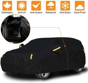 img 4 attached to 🚗 Waterproof SUV Car Cover All Weather Protection Windproof Outdoor Full Cover Scratch Resistant with Reflective Strips - Fits 195''~201'' Ford Audi BMW Benz