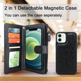 img 2 attached to Harryshell Compatible With IPhone 12 / IPhone 12 Pro Case Wallet Detachable Magnetic Zipper Leather Cash Pocket With 12 Card Slots Holder Wrist Strap For IPhone 12 Pro 2020 6