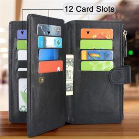 img 1 attached to Harryshell Compatible With IPhone 12 / IPhone 12 Pro Case Wallet Detachable Magnetic Zipper Leather Cash Pocket With 12 Card Slots Holder Wrist Strap For IPhone 12 Pro 2020 6