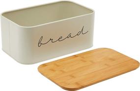 img 2 attached to 🍞 Bloomingville Metal Bread Bin: Stylish Grey Design with Bamboo Lid, 11.75"L x 7"H