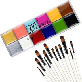 img 4 attached to 🎨 Wismee Face Paint Makeup Palette: 12 Colors Christmas Halloween Face Body Paint Set with Brushes - Vibrant SFX Palette for Cosplay & Festivals