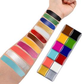 img 3 attached to 🎨 Wismee Face Paint Makeup Palette: 12 Colors Christmas Halloween Face Body Paint Set with Brushes - Vibrant SFX Palette for Cosplay & Festivals