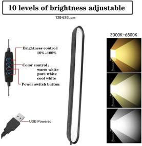 img 2 attached to 🔦 USB Reading LED Task Lamp - Bar Light with 3 Adjustable Color Temperatures and 10 Dimming Brightness Levels, No Screen Glare, Space Saving and Portable for Travel - Enhancing Eye Health Care
