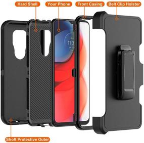 img 3 attached to 🔧 Rugged Case for Moto G Play (2021) with HD Screen Protector | Heavy Duty Armor Shockproof Sports Anti-Scratch Non-Slip Protection Cover with Belt Clip Holster - Black