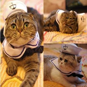 img 1 attached to 🐾 Adorable Pet Sailor Costume Set: Dogs Kingdom Cat Dog Sailor Hat Navy Tie Outfit