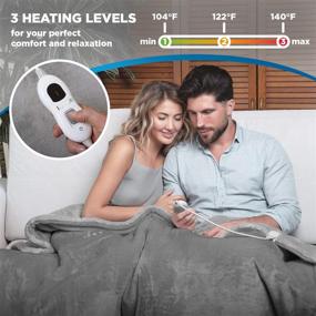 img 2 attached to 🔥 Heated Electric Blanket Heating Throw - 50x60, Graphite - Ultimate Comfort with 3 Heat Levels, 4 Timer Settings, & Auto Shut-Off