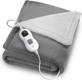 img 4 attached to 🔥 Heated Electric Blanket Heating Throw - 50x60, Graphite - Ultimate Comfort with 3 Heat Levels, 4 Timer Settings, & Auto Shut-Off