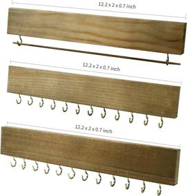 img 1 attached to 📿 Wooden Jewelry Organizer Set of 3 - Wall Mounted Holder with Removable Bracelet Rod, Hooks, and Display for Rings, Earrings, Necklaces (Brown)